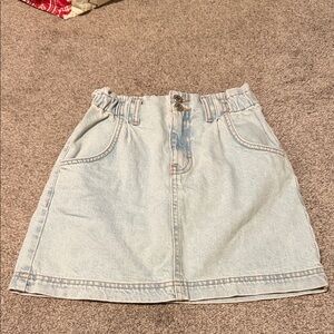 Topshop Light Wash Denim Mini Skirt